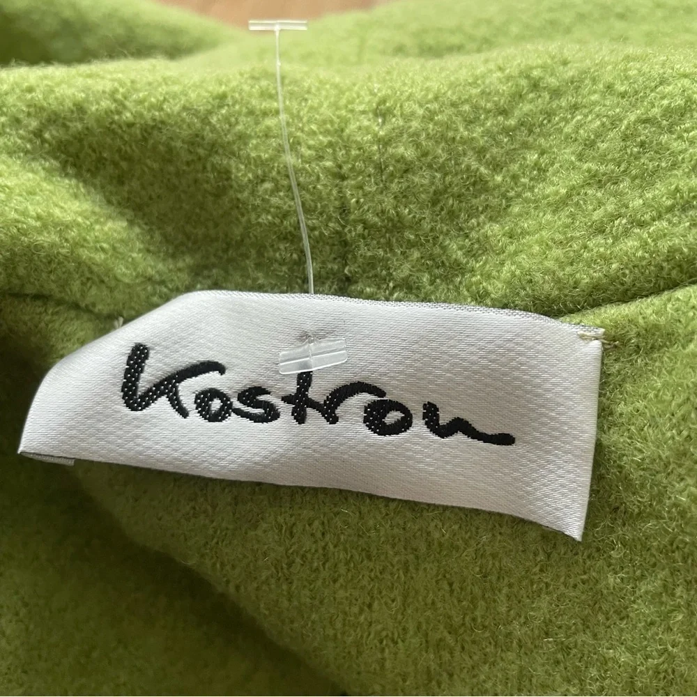 Kostron Atelier German 100% Virgin Wool Green Lagenlook Single Button Coat EUC M - Picture 7 of 11